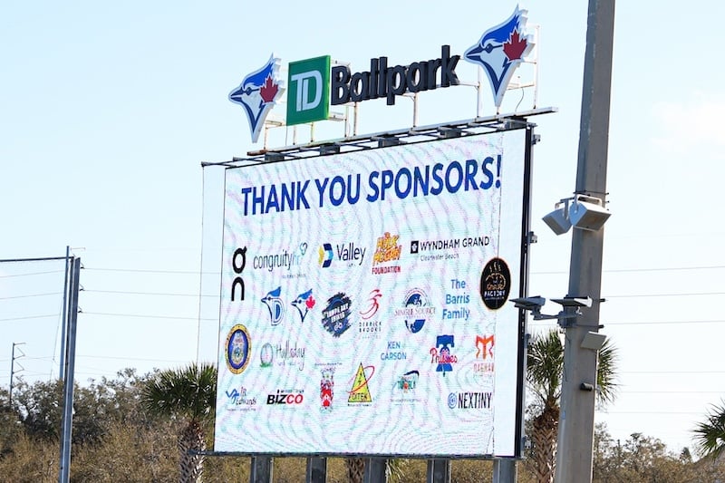 breakfast with the blue jays sponsors sign