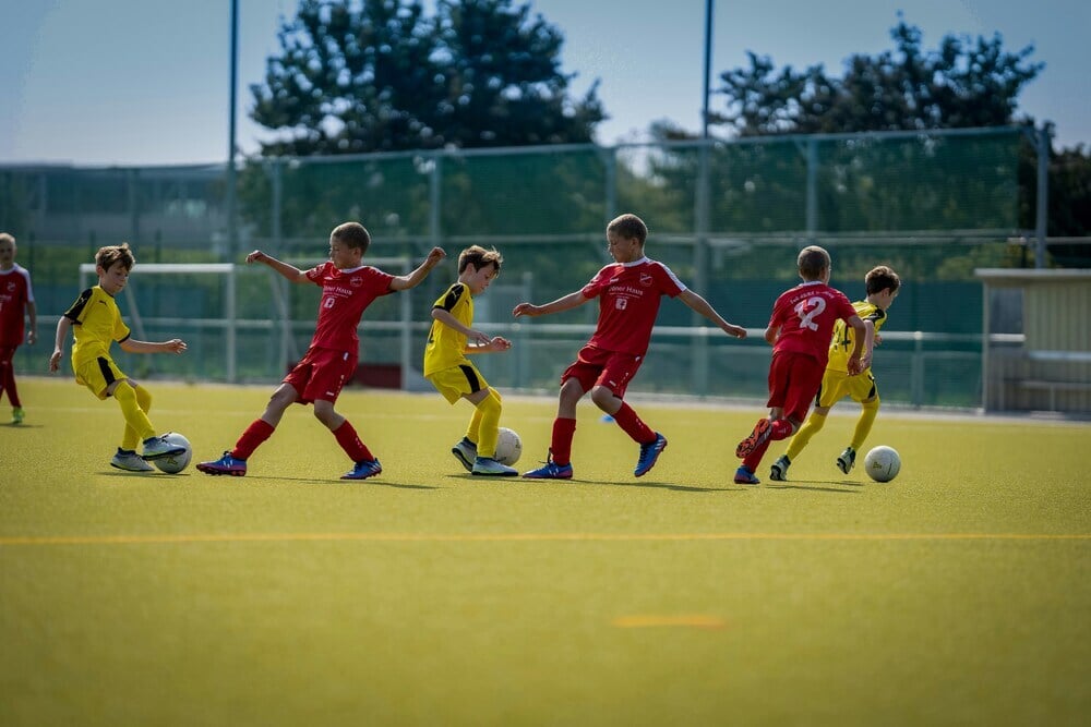 Children playing soccer in a CFY Pinellas youth sports program